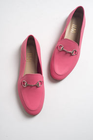 Penny - Pink Leather Horsebit Loafers