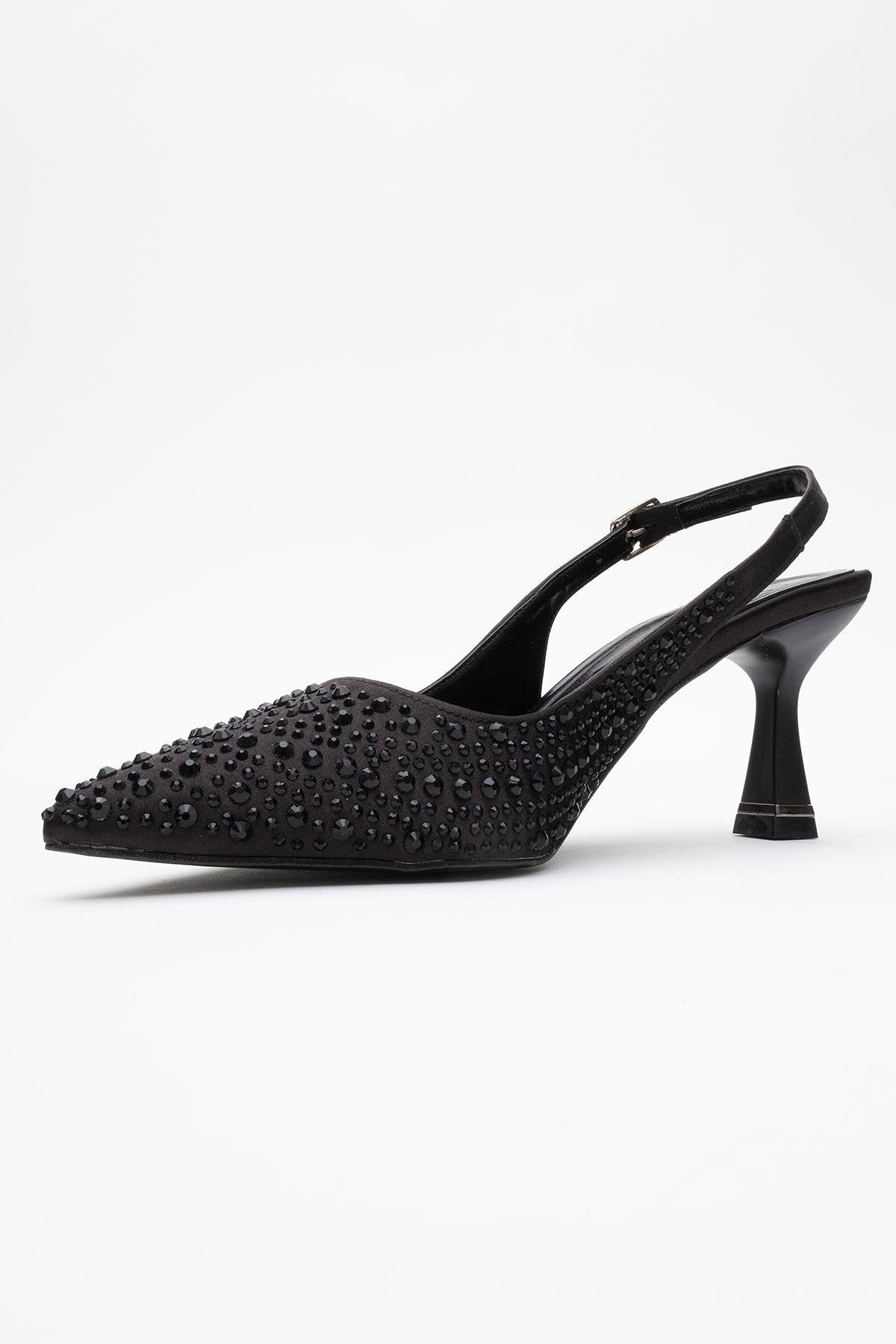 Juan - Black Satin Embellished Evening Shoe (Women)