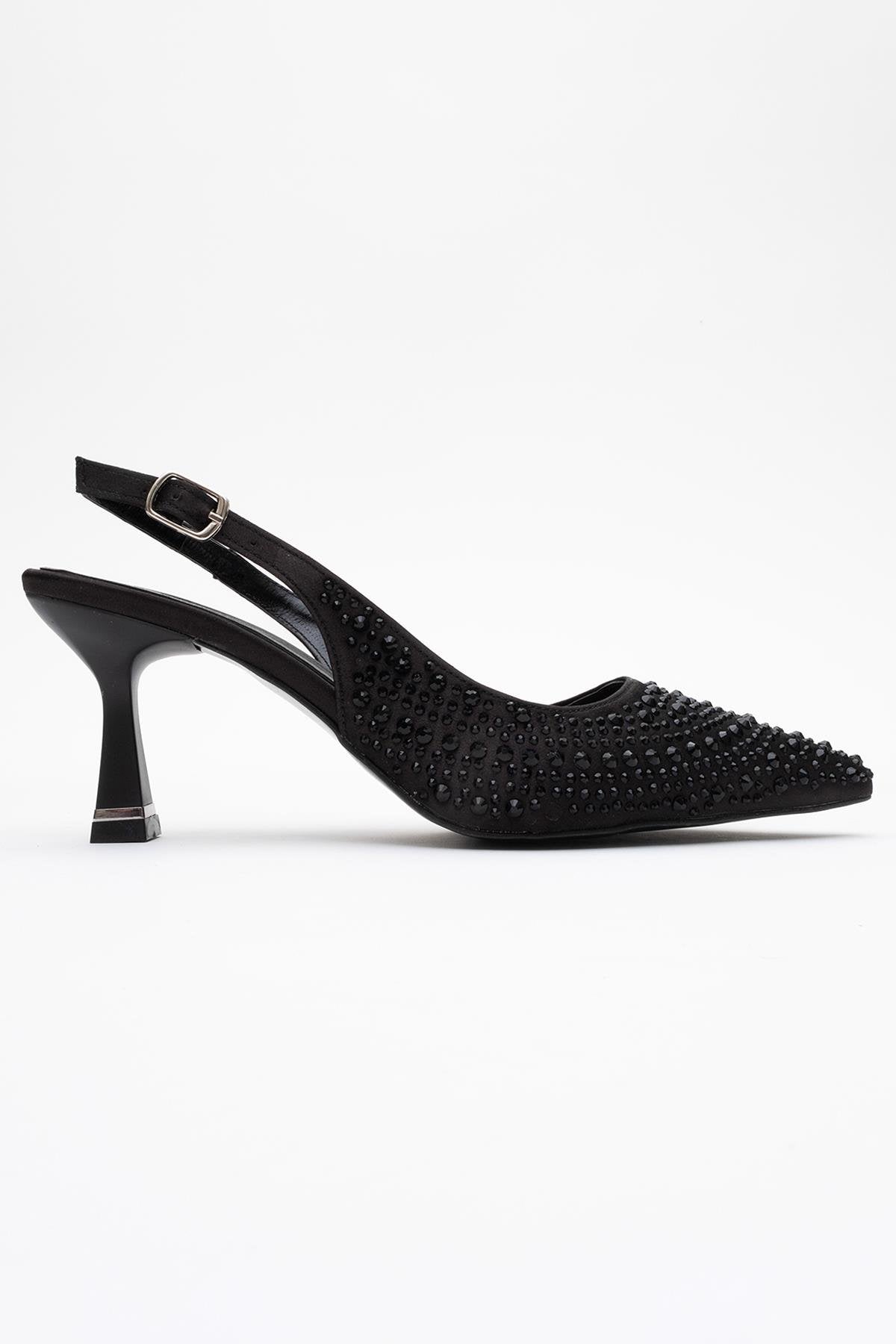 Juan - Black Satin Embellished Evening Shoe (Women)