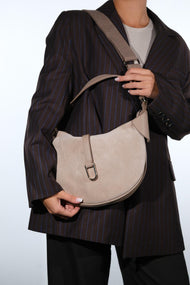 Bexley - Taupe Genuine Suede Leather Shoulder Bag (Women)