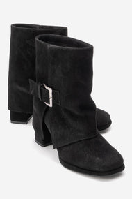 LORE - Black Genuine Leather Block Heel Boot (Women)