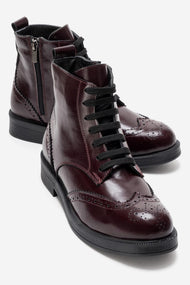 NELVY - Burgundy Genuine Leather Boot (Women)