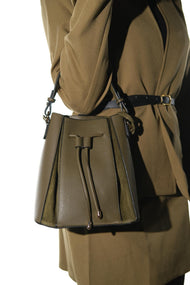 MARALIS - Khaki Genuine Suede Leather Shoulder Bag (Women)