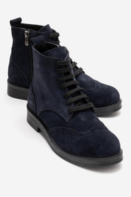 NELVY - Navy Genuine Leather Boot (Women)