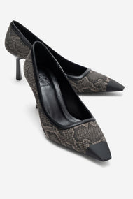 RONA - Gray Patterned Pointed Toe Stiletto Pump (Women)