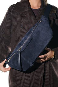 SOLA - Navy Genuine Leather Body Bag (Women)