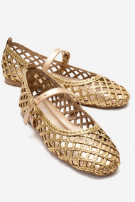 DOUX - Gold Braided Strap Detail Ballet Flat (Women)