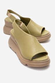 AGUSTO - Green Genuine Leather Wedge Heel Sandal (Women)