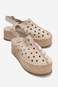 FRAGA - Beige Genuine Suede Leather Woven Platform Sandal (Women)