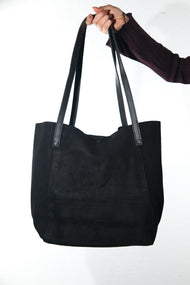 GRAZIA - Black Genuine Suede Leather Shoulder Bag (Women)