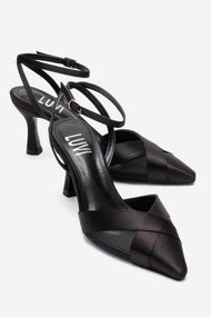 ESTELA - Black Genuine Leather Stiletto Pump (Women)