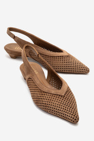 LIEVE - Taupe Genuine Leather Low Block Heel Shoe (Women)