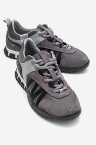 FIERA - Gray Black Genuine Leather Mesh Sneaker (Women)