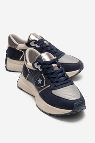 BIELLA - Navy Suede Genuine Leather Sneaker (Women)