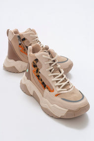 Olivia - Beige Patterned Sport Boot (Women)