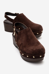 NORDEN - Brown Genuine Leather Platform Heel Sandal (Women)