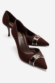 Kendra - Genuine Leather Brown Stiletto Heel (Women)