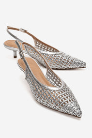 Orelis - Genuine Leather Silver Kitten Heel (Women)