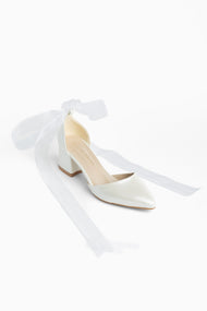 Fiona - Ivory Heels With Tulle Ribbon