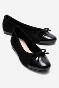 BOLEO - Black Genuine Leather Ballet Flat (Women)