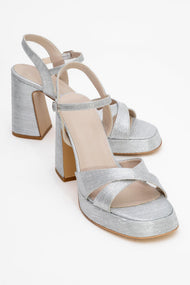 Lello - Silver Striped Platform Heel Shoe (Women)