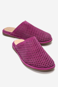 Melara - Fuchsia Genuine Leather (Suede) Perforated Closed-Toe Slide (Women)
