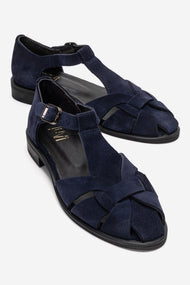Dexara - Navy Genuine Suede Leather Sandal (Women)