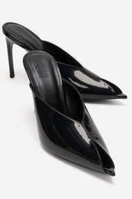 Mirena - Black Genuine Leather Stiletto Mule (Women)