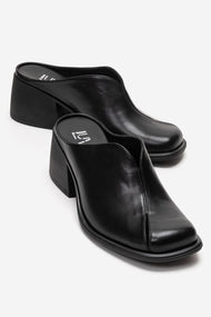 Ardent - Black Genuine Leather Block Heel Mule (Women)