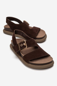Jalven - Brown Genuine Suede Leather Sandal (Women)