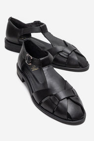 Dexara - Black Genuine Leather Sandal (Women)