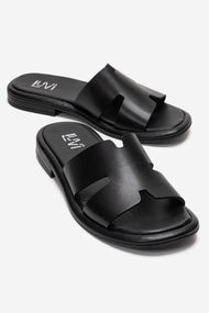 BRIO - Black Genuine Leather Slide (Women)