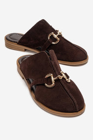 FAVOR - Brown Genuine Leather Closed-Toe Mule (Women)