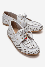 STEVO - White Genuine Leather Lace-Up Loafer (Women)