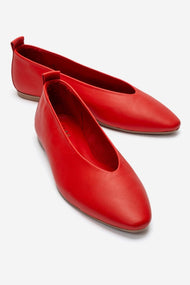 Jenas - Red Genuine Leather Pointed Toe Ballet Flat (Women)