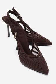 Fauna - Dark Brown Satin Stiletto Pump (Women)