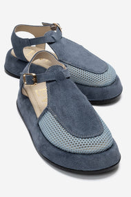 LURELIA - Denim Blue Genuine Leather Platform Sandal (Women)