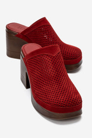DEJAS - Red Genuine Leather Platform Heel Slide (Women)