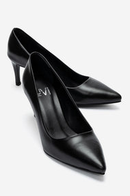 Clyde - Black Genuine Leather Stiletto Pump (Women)