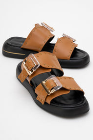 Zley Cognac Buckle Sandal (Women)