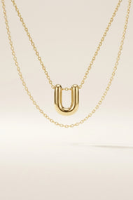 Signature 14k Gold Initial Necklace - U