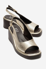 Orlena - Gold Genuine Leather Slingback Platform Sandal (Women)