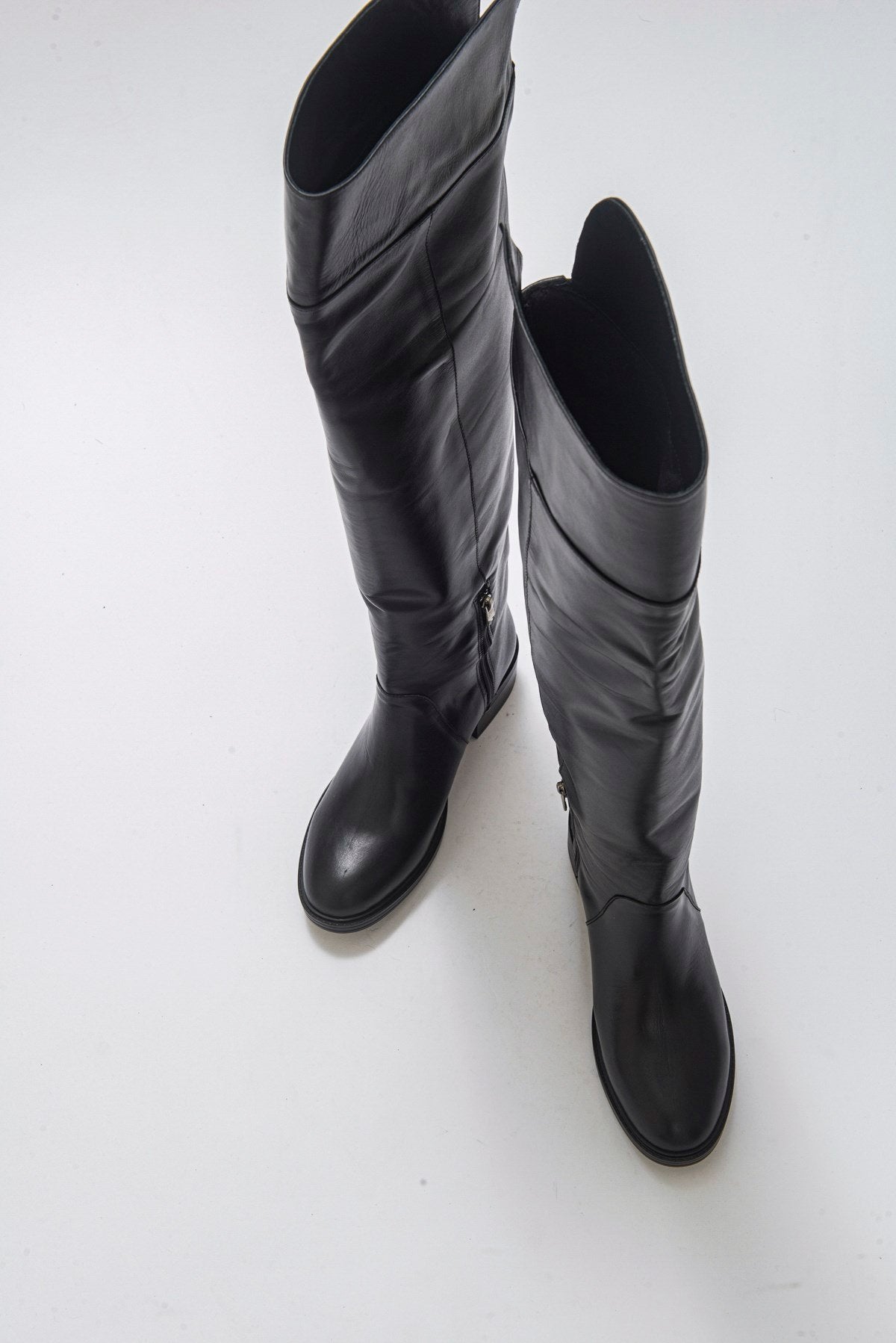 Petya - Black Genuine Leather Over-The-Knee Boot (Women)
