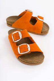 101 - Orange Suede Genuine Leather Slipper (Women)