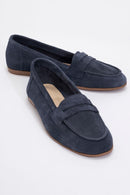 Dorothy - Navy Blue Suede Leather Loafers