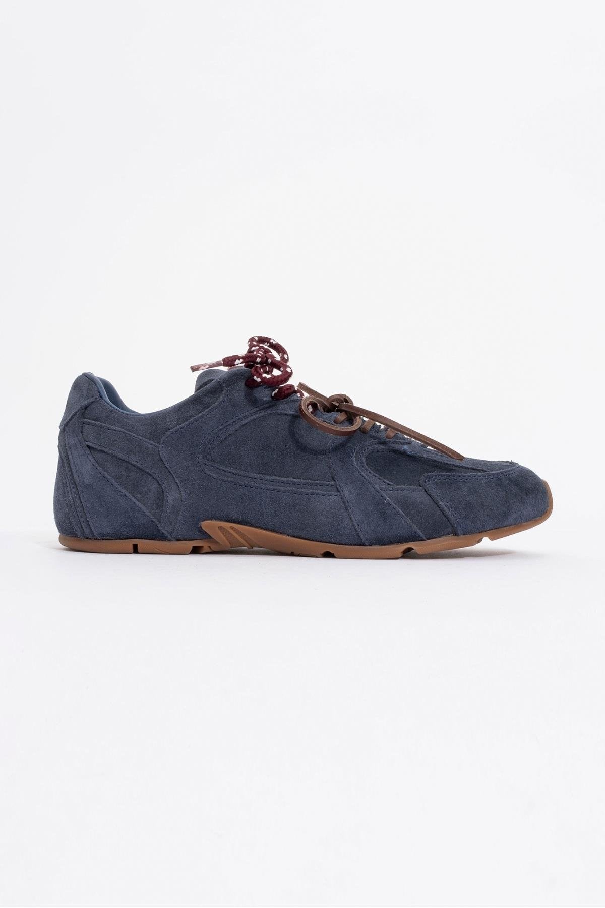 Selena - Navy Blue Suede Leather Sneakers (Women)