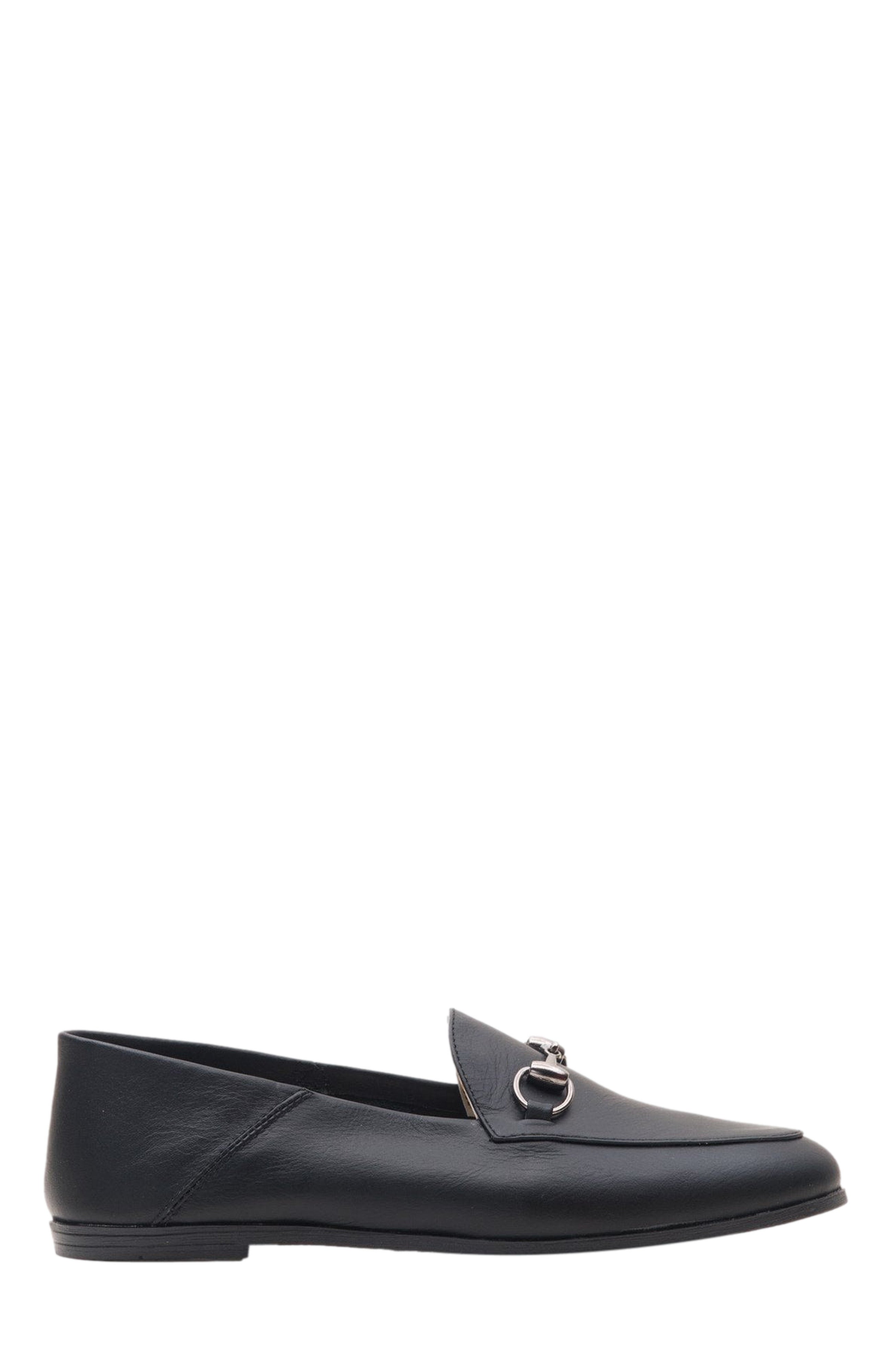 Penny - Black Leather Horsebit Loafers