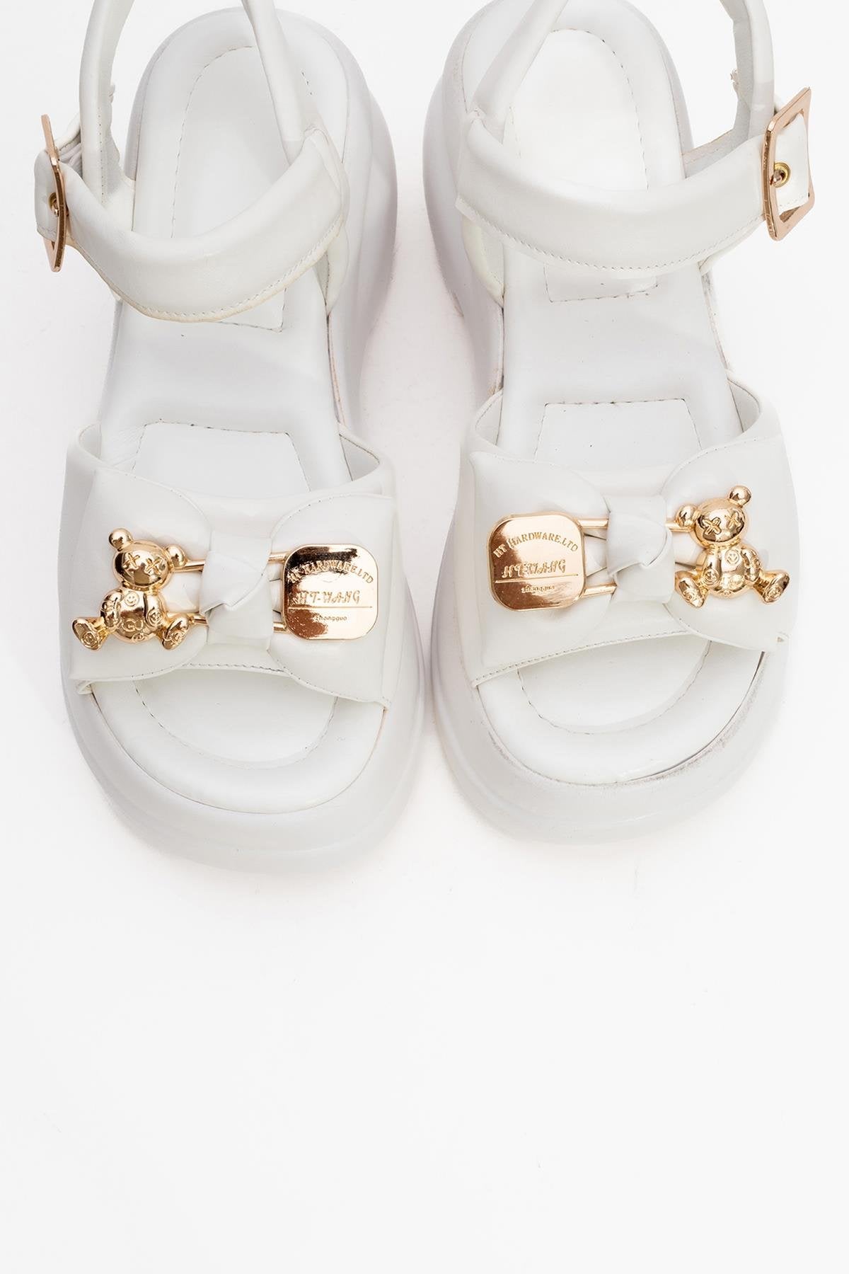 Merida White Buckle Platform Sandal (Women)