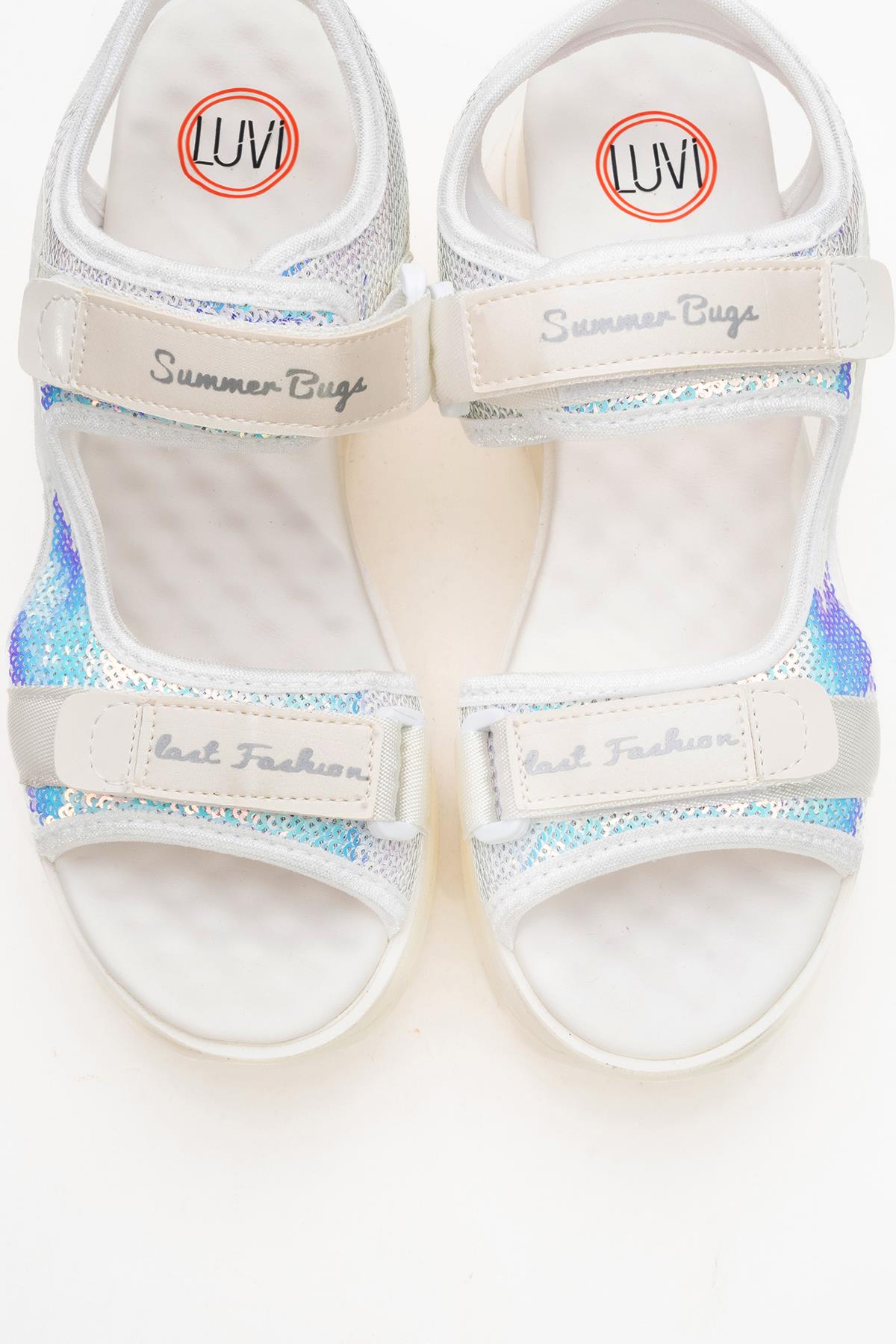 Arthur - White Sequin Strap Chunky Platform Sport Sandal (Women)