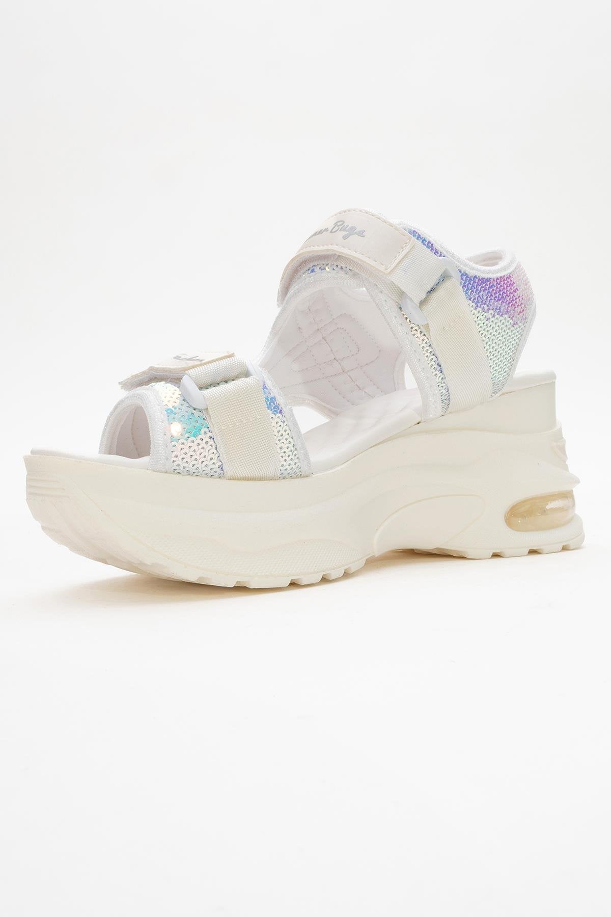Arthur - White Sequin Strap Chunky Platform Sport Sandal (Women)